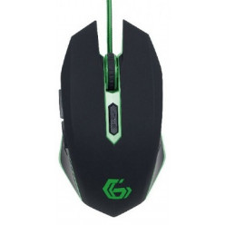 Игровая мышь Gembird MUSG-001-G, 2400 точек на дюйм, 6 кнопок, черно-зеленая